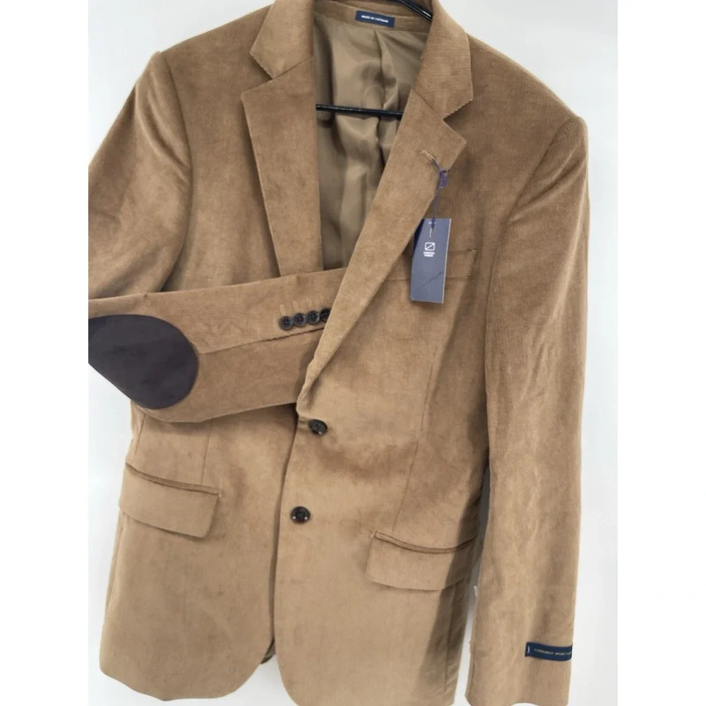 Stafford-Corduroy Stretch Classic Elbow Patch Sport  Coat Jacket 42 Reg Biege